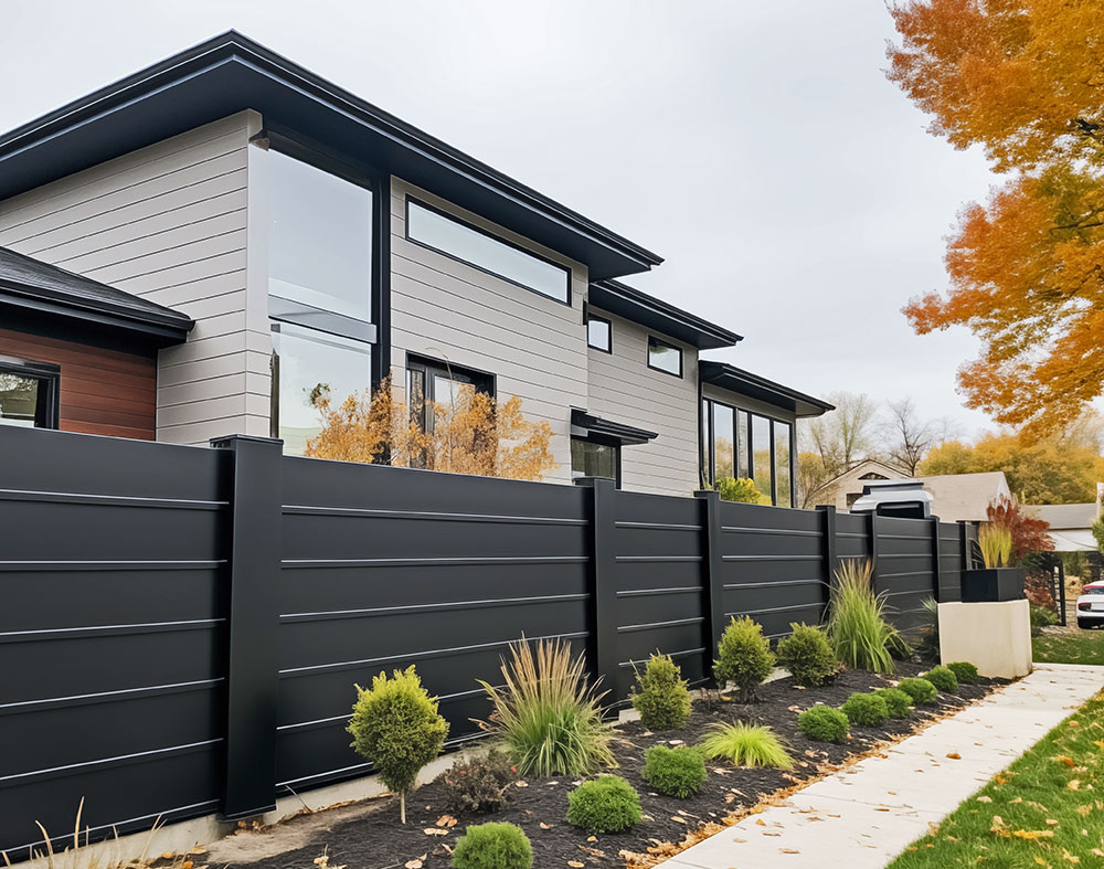 modern fence in front of a house