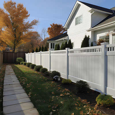 nice white vinyl fence in front of a Missouri House