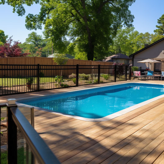 pool fence around a luxury pool area