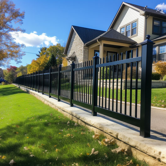 Black Metal fence installed by St Charles Fence